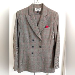 Womens Kasper A.S.L. Pantsuit Black and Red Plaid - Size 8